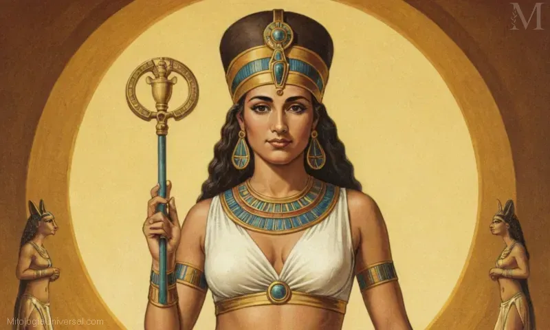 Ilustración vintage de la antigua diosa egipcia Nut. Conocida como el dador de la vida y simbolizando la creación