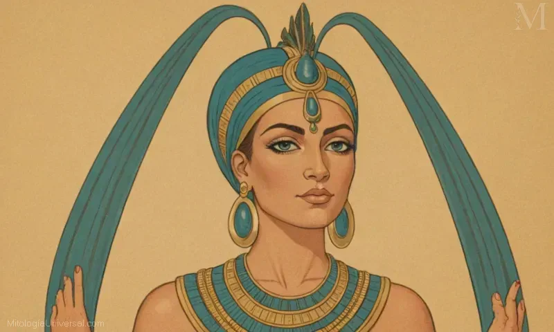 Ilustración de Origenes y Predinastic_cosmic_egyptian_Goddess_Nut_. La ilustración muestra la evolución de las mitologías a través de la diosa egipcia, Nut.
