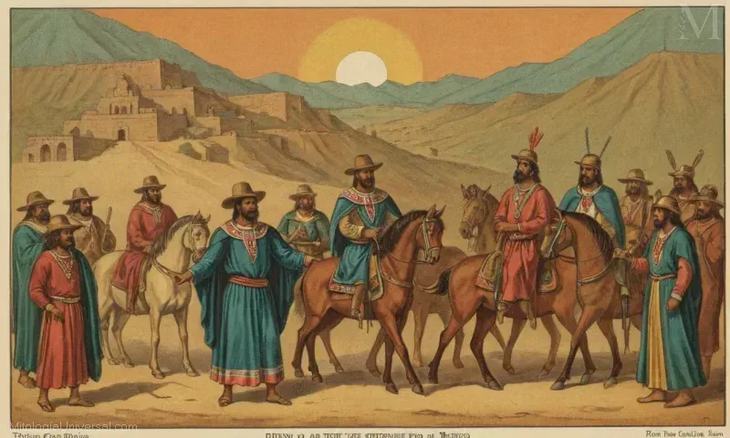 Ilustración vintage que representa al legendario héroe Otomi-Guerrero de México.