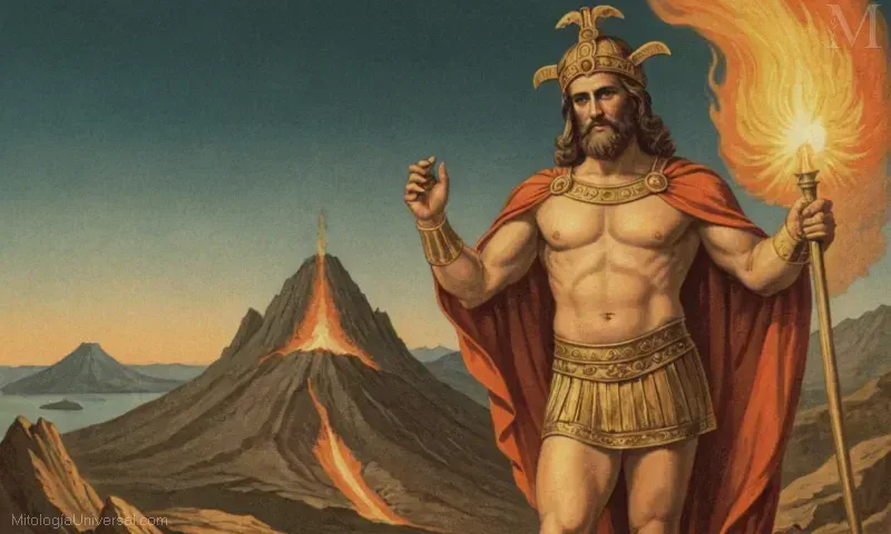 Ilustración del dios romano Vulcan