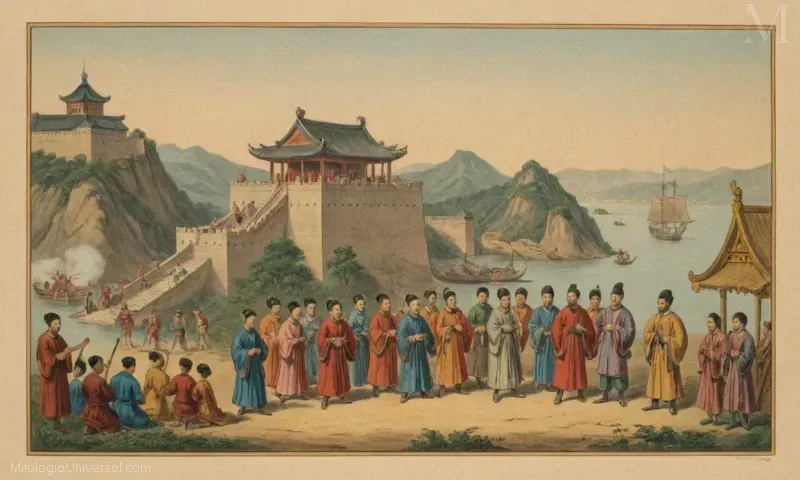 Ilustración de características clave en el Wade-Giles Sistemático (S.W.G.) para la romanización china de Wade-Plain y G.W.s de chino mandarín, un sistema utilizado para la elaboración de textos chinos.
