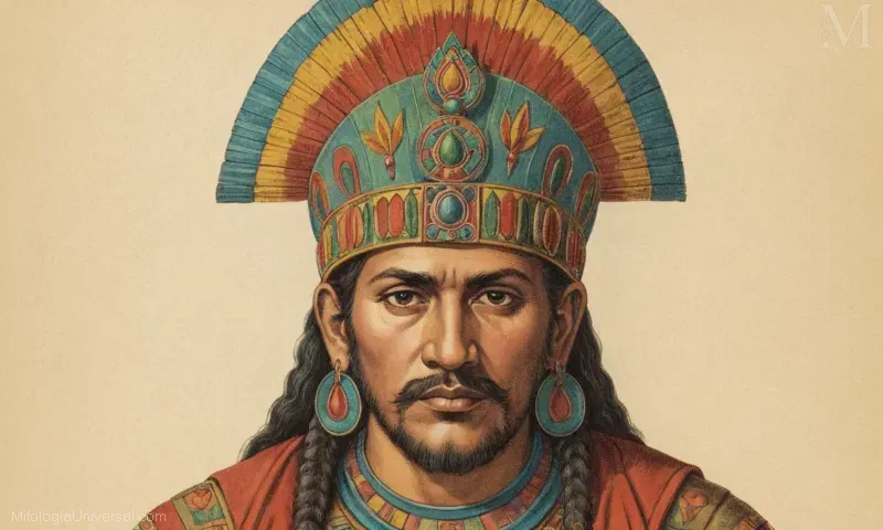 Dibujo Vintage que representa una deidad Inca llamada Wasikamayuq como su protector y significado.