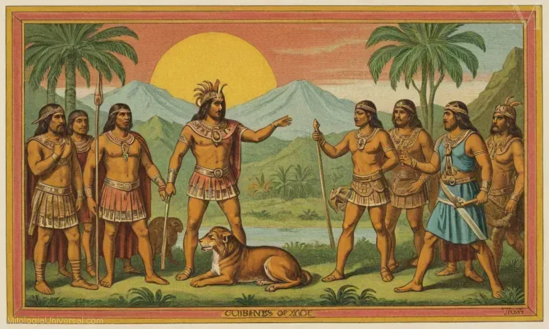 Ilustración de Orígenes y Mitos de Xipe Tótec, con la renovación y los aspectos mitológicos de la mitología azteca.