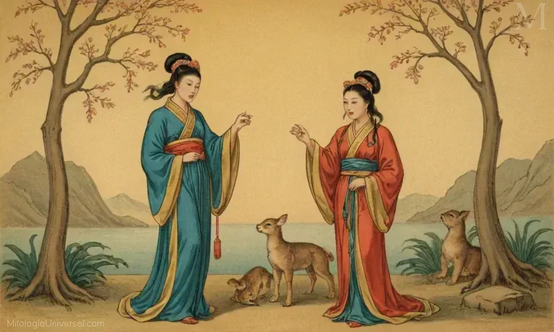 Ilustración vintage que representa a Xiwangmu