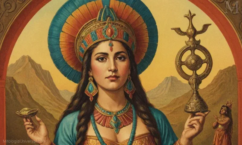 Ilustración vintage de Xochiquetzal