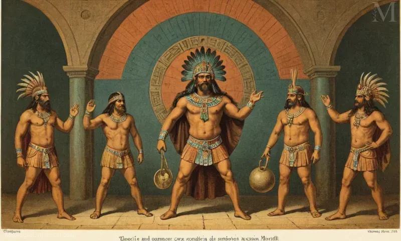 Ilustración vintage de Origen Mítico y Cosmogonía de Yacatecuhtli, la deidad del comercio en la mitología azteca.