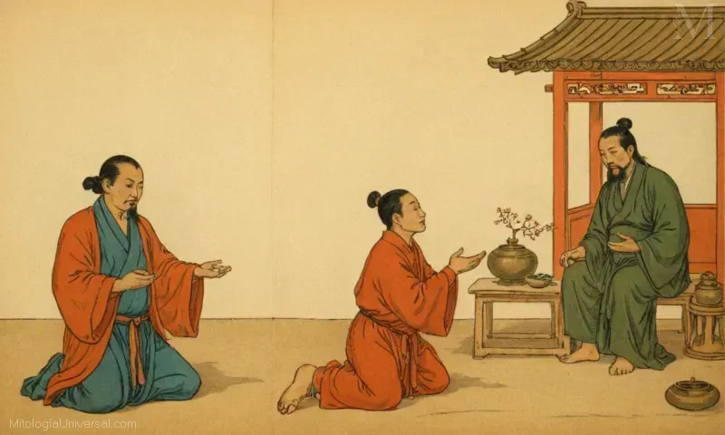 Sello chino vintage con un poema alabando a Zao Jun, el Dios del Hogar y de la Prosperidad. Esta imagen fue encontrada probablemente en la antigua China, específicamente durante la dinastía Tang (618-907 dC).