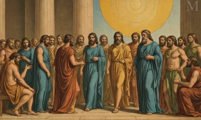 Vintage ilustración de Orígenes y cosmología de Zeus, dioses griegos y el rey del Olimpo.